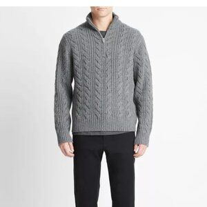 Vince Cable-Knit Wool Quarter-Zip Sweater